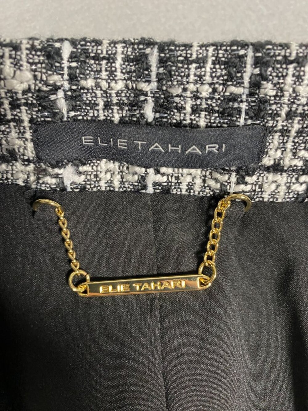 Elie Tahari Womens Tweed Double-Breasted Blazer Black White S Classic Fit - Picture 4 of 9